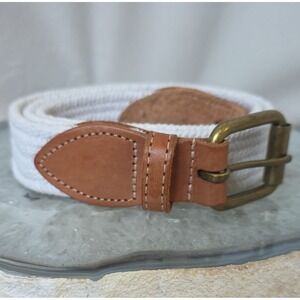 NWOT Vintage 80s Kmart braided stretch belt,genuine leather tabs/brass buckle